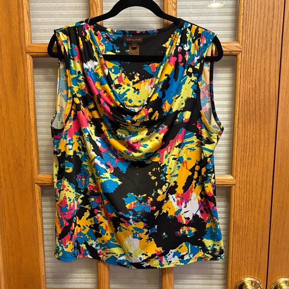 Multiples Tops - Multiples Vibrant Abstract Sleeveless Blouse